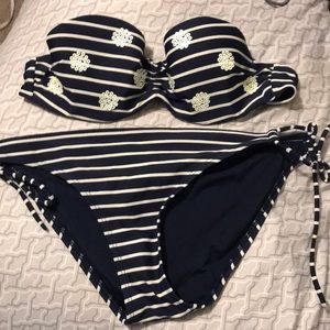Aerie Navy and White striped bikini size small/32A